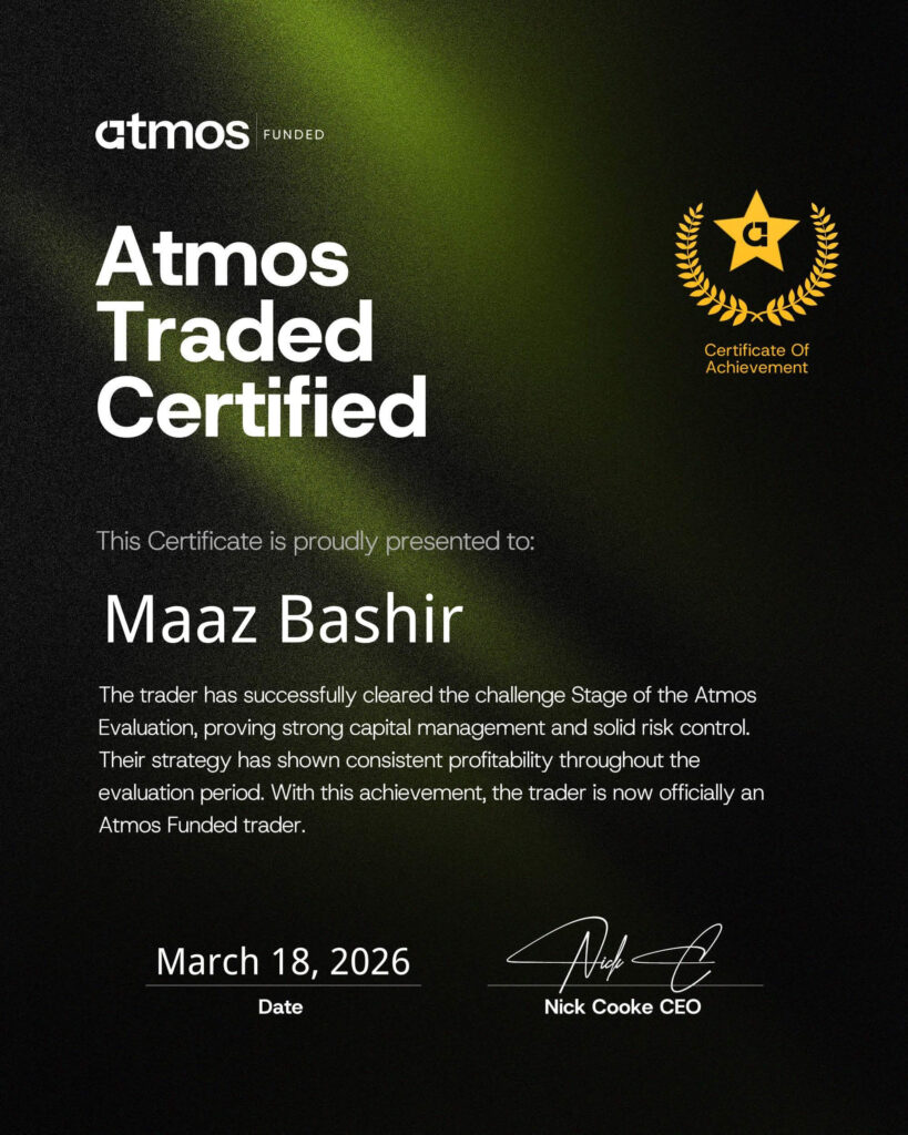 Atmos Funded Challenge Passed certificate